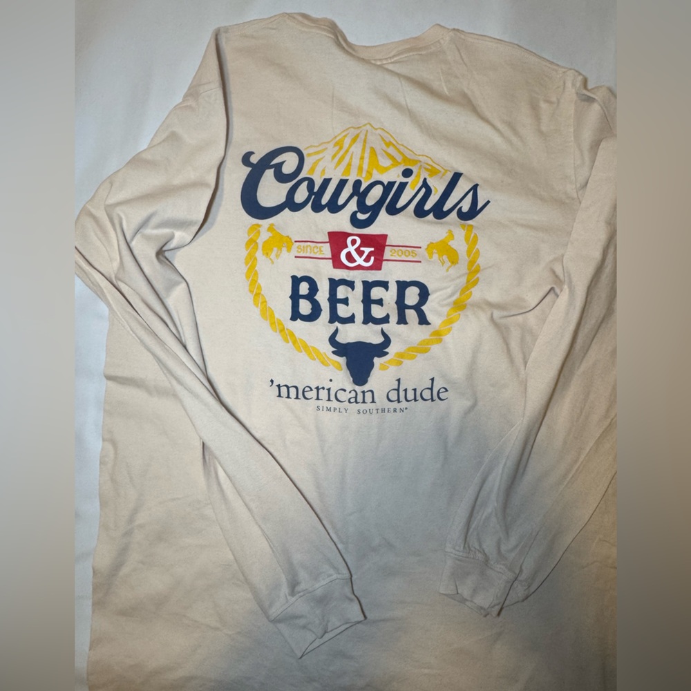 Simply Southern Cream Long Sleeve Tee - Cowgirls & Beer